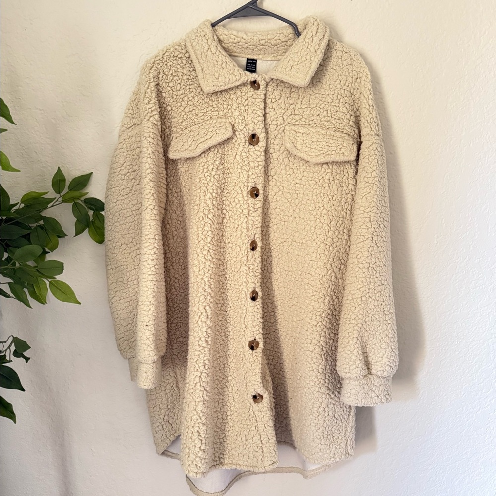 Shein Teddy Sherpa Shacket - Super Oversized Cozy Coat (L)